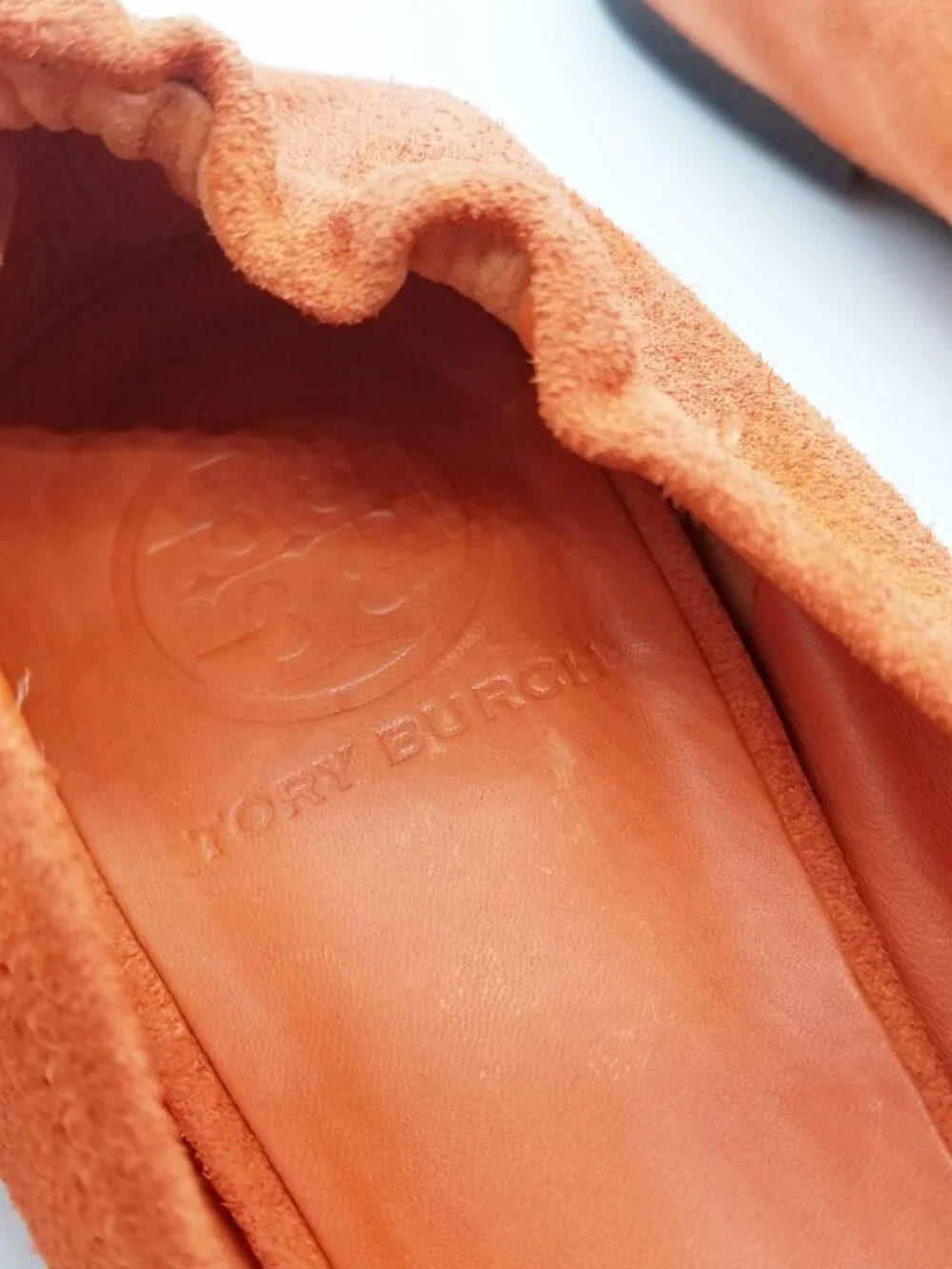 Tory Burch Reva Suede Leather Ballet Flat Orange Size 9.5M Classic Preppy $225 - Picture 13 of 14